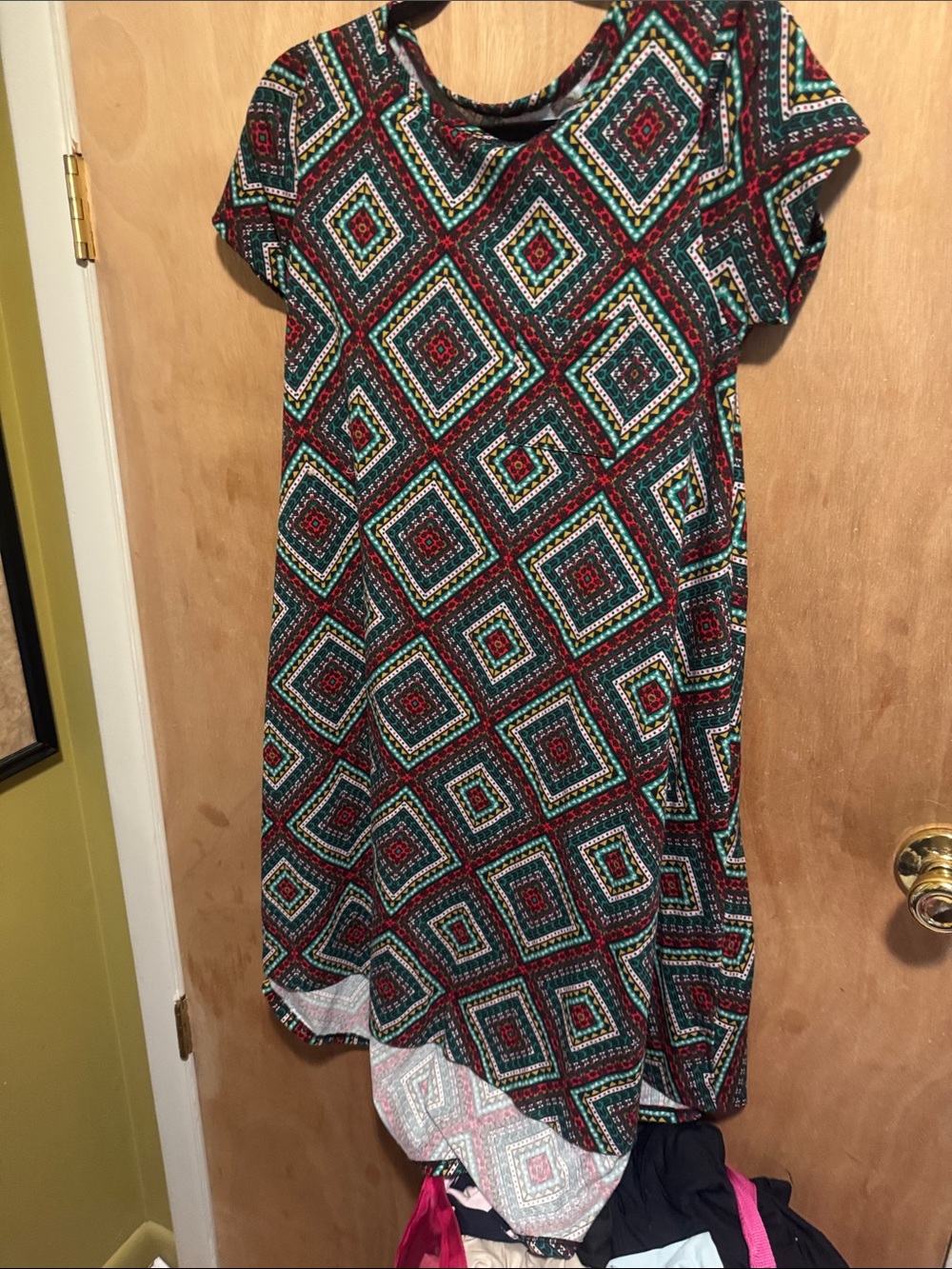 LuLaRoe Green Multi-Print Short Sleeve Dress